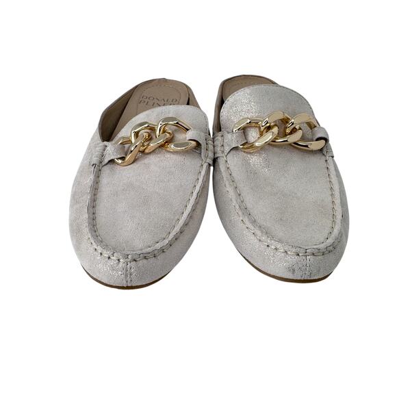 Donald Pliner Bless Chain Mule Shoes‎ Women Size 6.5 Cream Leather Slip-On - Picture 4 of 8